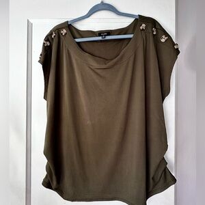 Women's Olive Top with Button Detail